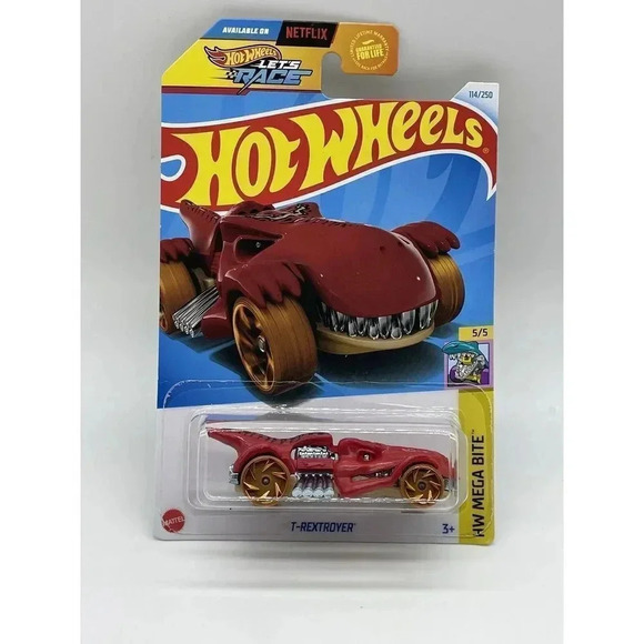 2024 Hot Wheels T-Rextroyer 5/5‎ HW Mega Bite 114/250 NEW Netflix Let’s Race - Picture 1 of 3